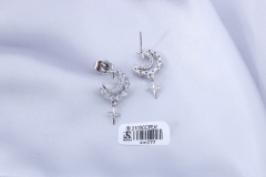 Silver Zircon Moon and Star Stud Earring