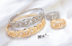 Silver Gold Bangle and Ring Set