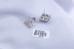 Zircon Silver Copper Square Stud Earring