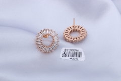 Champagne Gold Round Zircon Stud Earring