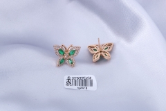 Green Zircon Butterfly Champagne Gold Stud Earring