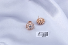 Champagne Gold Sunflower CZ Stud Earring