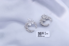 Zircon Fashion Flower Silver Stud Earring