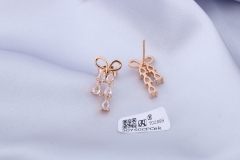 Champagne Gold Stud Earring with Zircon