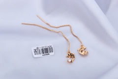 Champagne Gold Cute Dolphin Zircon Long Stud Earring