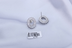 Silver Zircon Oval Stud Earring