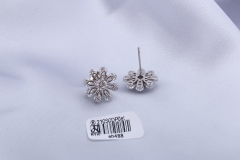 Copper Silver Zircon Flower Stud Earring