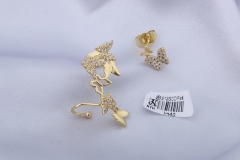 Gold Butterfly Stud Zircon Earring for Ladies