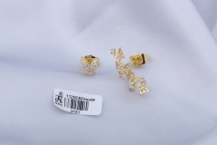 Gold Butterfly Stud Zircon Earring for Ladies