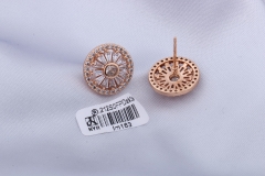 Champagne Gold Round Stud Earring with Zircon