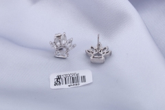 Silver Zircon Crown Stud Earring for Women