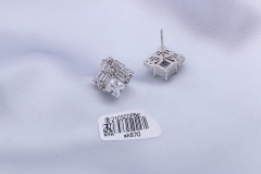 Silver Zircon Square Stud Earring