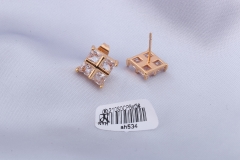 Champagne Gold Square Stud Earring with Zircon