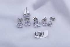 Champagne Gold/Silver Zircon Triangle Stud Earring