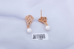 Champagne Gold Zircon Stud Earring with Pearl