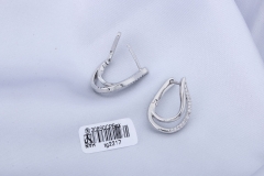 Silver Stainless Steel Copper CZ Huggie Earring