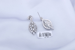 Silver Zircon Leaf Shape Stud Earring