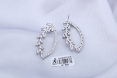 Zircon Leaf Silver Stud Earring