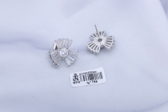 Clear Zircon Silver Copper Stud Earring