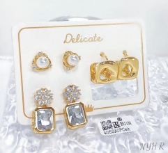 Earrings Gold Zirconia