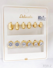 Earrings Gold Polished Zirconia