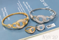 Bracelet Ring Silver Gold Irregular Set