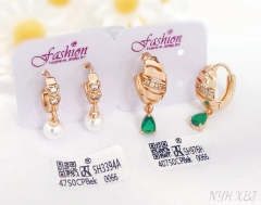 Earrings Gold Irregular Artificial Gemstones