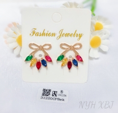 Earrings Gold Artificial Gemstones