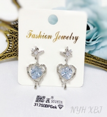 Earrings Silver Irregular Artificial Gemstones