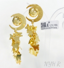 Earrings long gold irregular