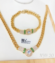 Bracelet Necklace Set Gold