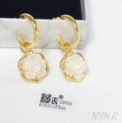 Earrings Gold Rose Irregular Polished