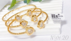 Bracelet Gold Artificial Gem Heart Shape Set