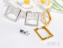 Earrings Gold Square Polished