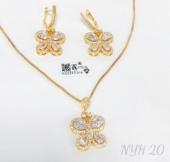 Earrings Necklace Gold Butterfly Set