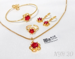 Jewelry set gold artificial gemstones