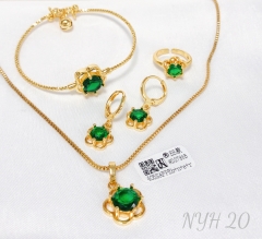 Jewelry set gold artificial gemstones