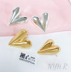 Earrings Gold/Silver Heart Shape Polished