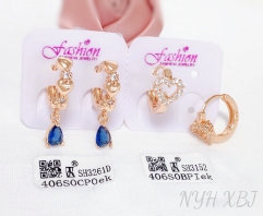 Earrings Gold Heart Shape Artificial Gemstones