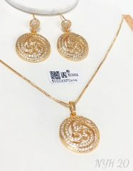 Necklace Earrings Set Gold Irregular