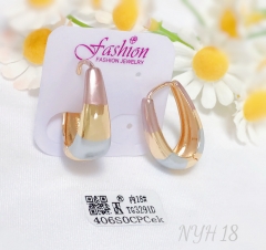 Earrings Gold Polished Colorblock