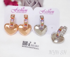 Earrings Gold/Silver Artificial Gemstone Heart Shape Polished