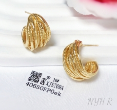 Earrings Gold Polished Irregular