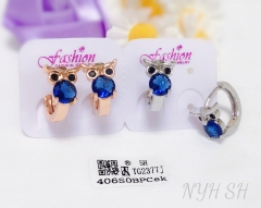 Earrings Gold/Silver Artificial Gemstone Owl