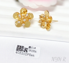 Earrings Gold Polished Flowers