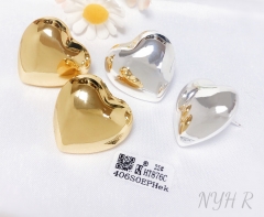 Earrings Silver/Gold Polished Heart Shape