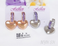 Earrings Gold/Silver Artificial Gemstones Polished Heart Shape