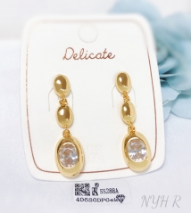 Earrings Gold Artificial Gemstones Polished