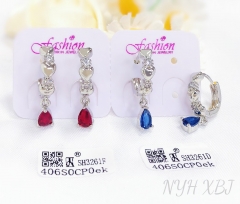 Earrings Silver Artificial Gemstones