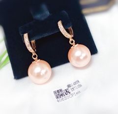 Earrings Gold Pearl Polished